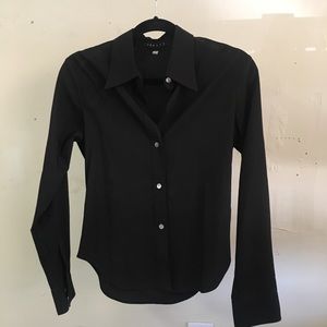 Theory Black Button Down Blouse - medium